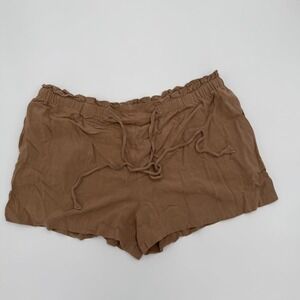 Cotton Bleu Paperbag Shorts Women's Size 3X Brown Solid Elastic Waist Drawstring